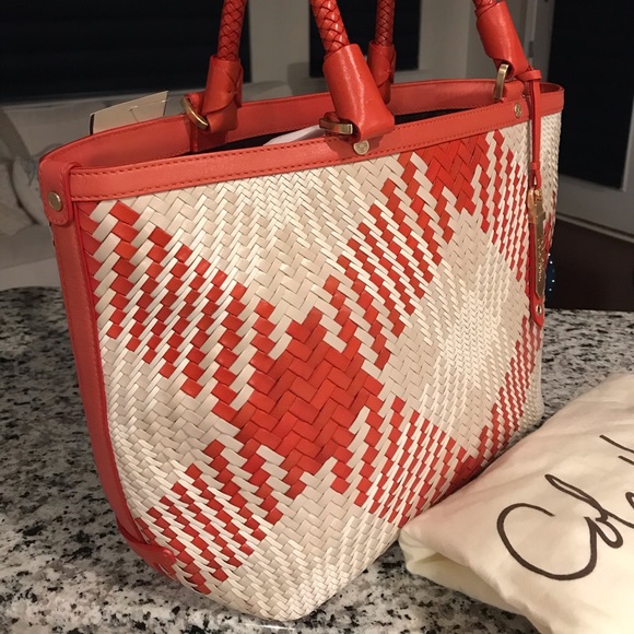 ✨NEW!✨Cole Haan✨Genevieve✨NWT! RARE Woven Leather Large Diamond Weave Bag - Picture 2 of 10